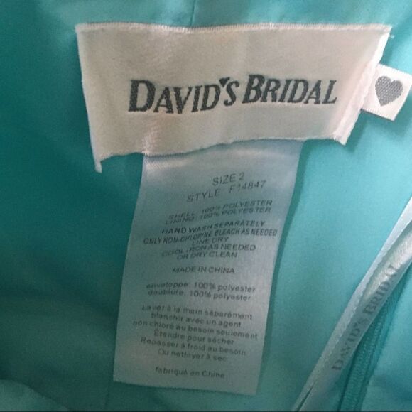 David’s Bridal Crinkle Chiffon Sweetheart Dress Blue Size 2 Bridesmaid Strapless - Picture 4 of 8